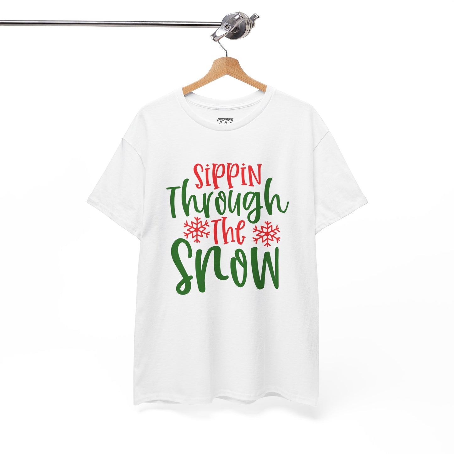 Sippin’ Through The Snow T-Shirt – Festive Holiday Beverage Unisex Heavy Cotton Tee