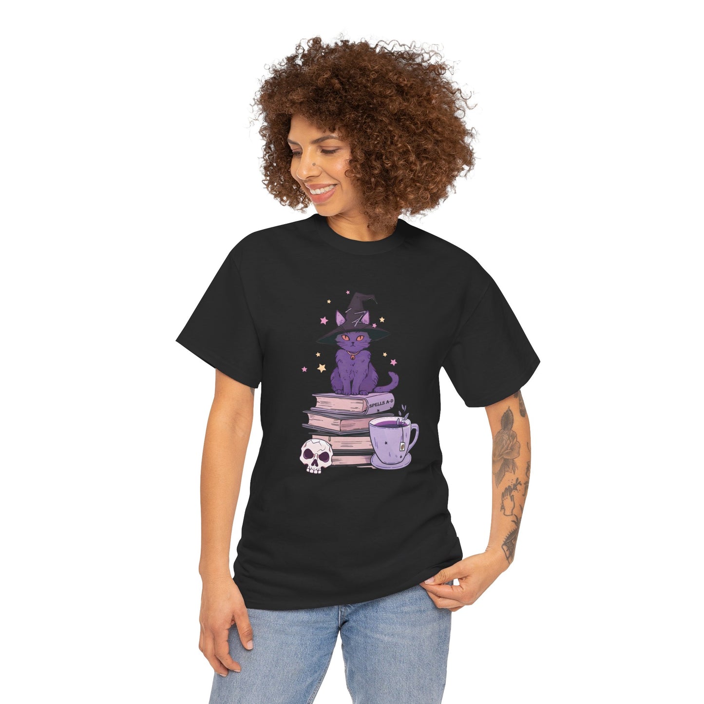 Cat Witch Women's Heavy Cotton T-Shirt