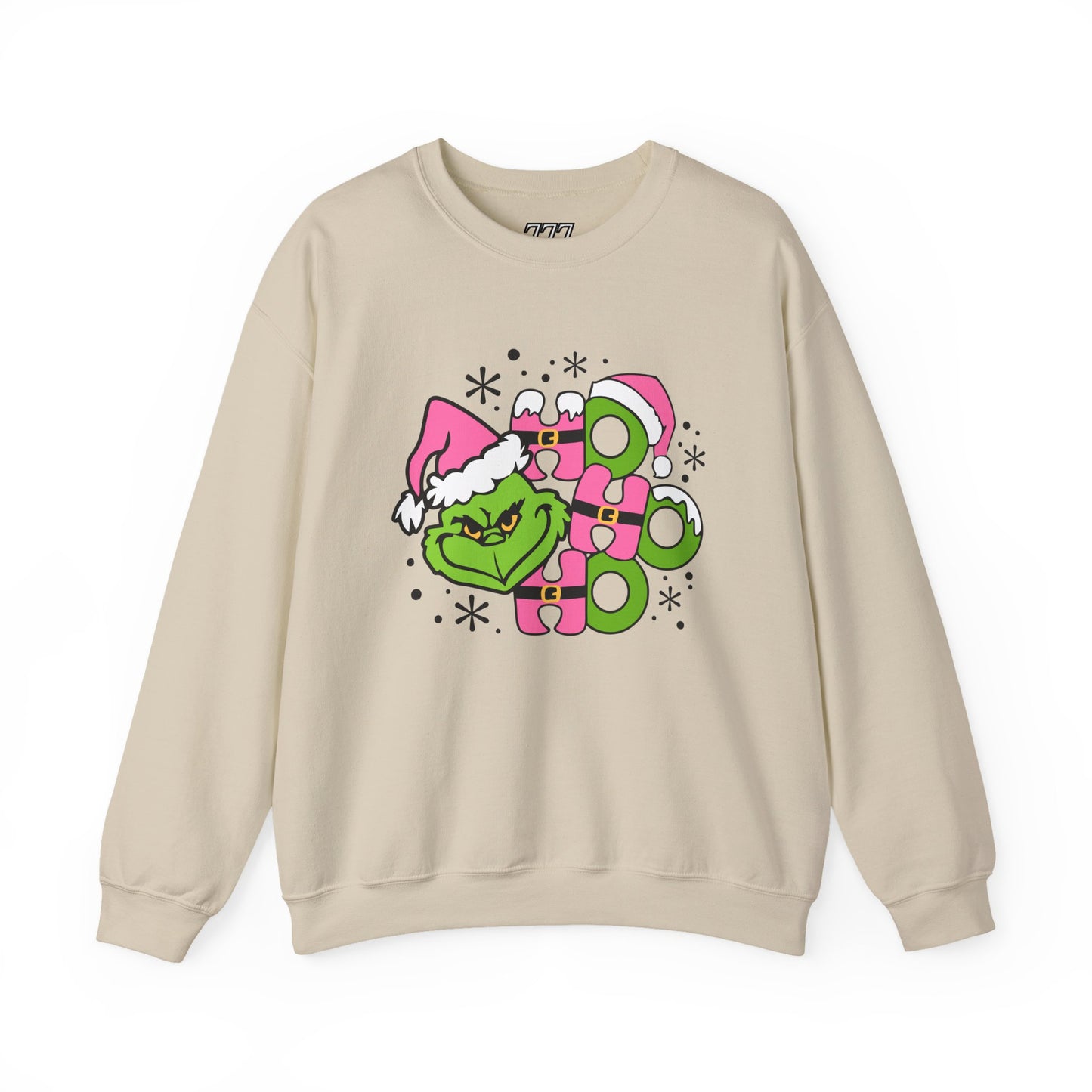 HO HO HO Funny Christmas Grinch-Inspired Holiday Sweatshirt – Cute Pink Santa Unisex Heavy Blend Crewneck