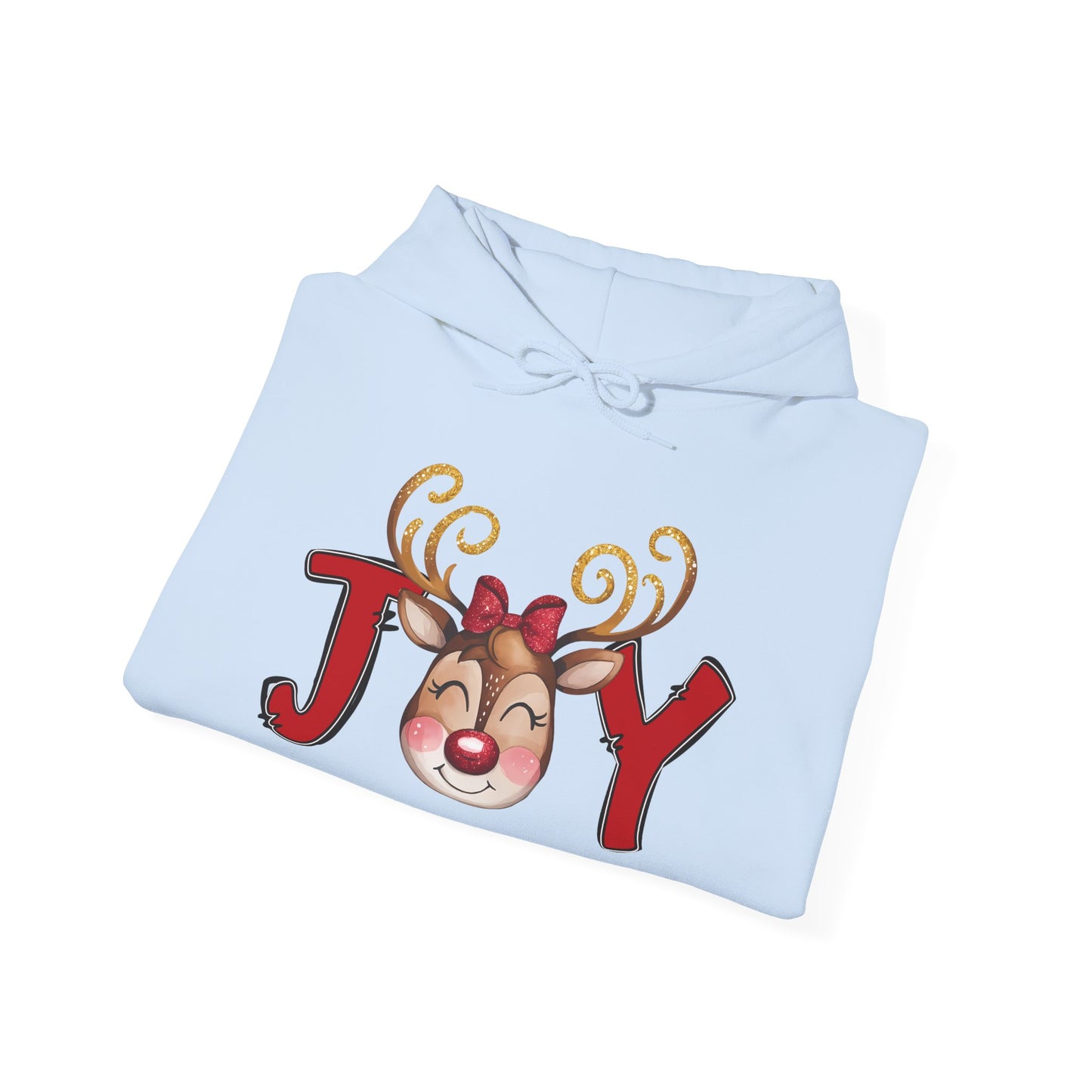 Reindeer Joy Women’s Christmas Hoodie – Cute Holiday Reindeer Heavy Blend Hooded Sweatshirt