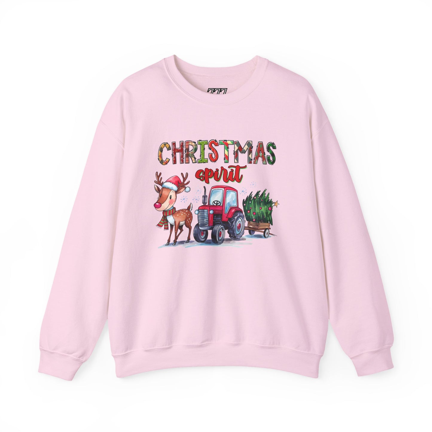 Christmas Spirit Unisex Heavy Blend Crewneck Sweatshirt – Cute Reindeer & Red Tractor Holiday Sweater