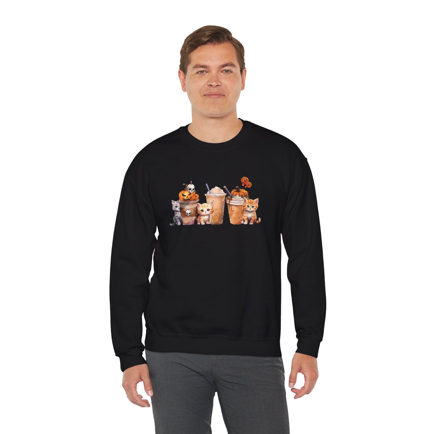 Coffee & Cats Unisex Heavy Blend Crewneck Sweatshirt