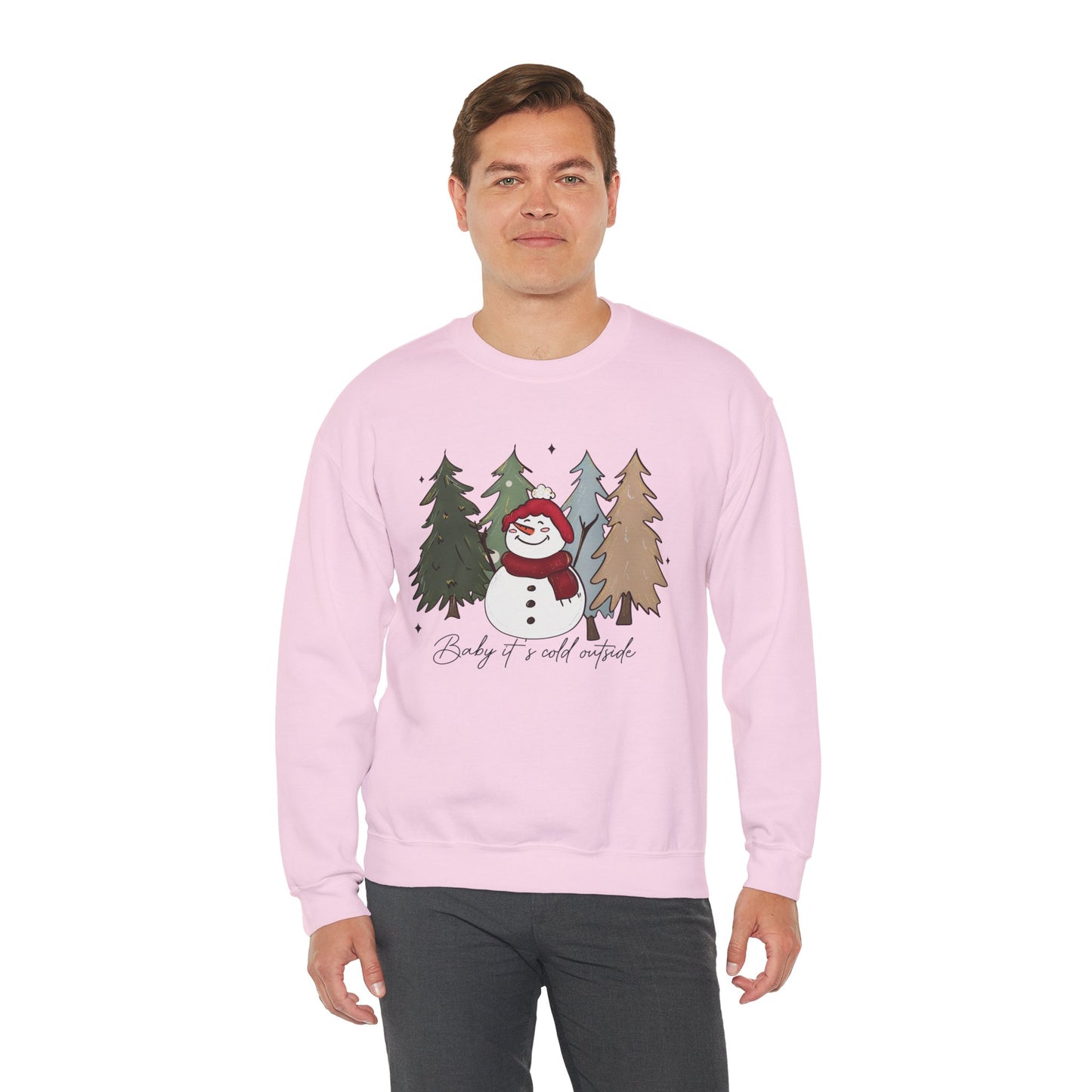 Baby It’s Cold Outside Snowman Christmas Sweatshirt – Cozy Winter Aesthetic Holiday Unisex Heavy Blend Crewneck