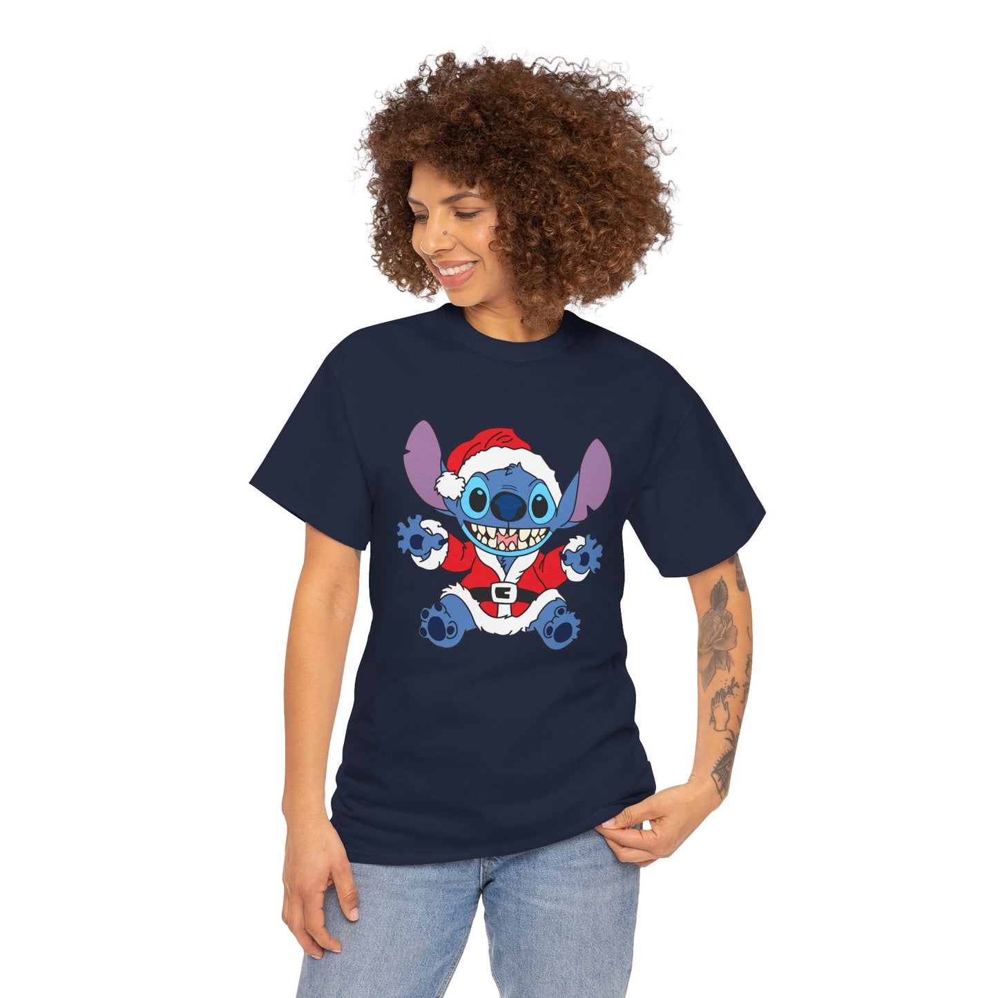 Alien Santa Christmas T-Shirt – Cute Blue Alien Holiday Graphic Tee (Unisex)