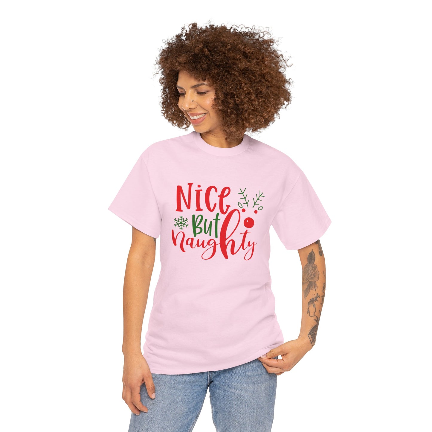 Nice But Naughty T-Shirt – Cute & Sassy Christmas Unisex Heavy Cotton Tee