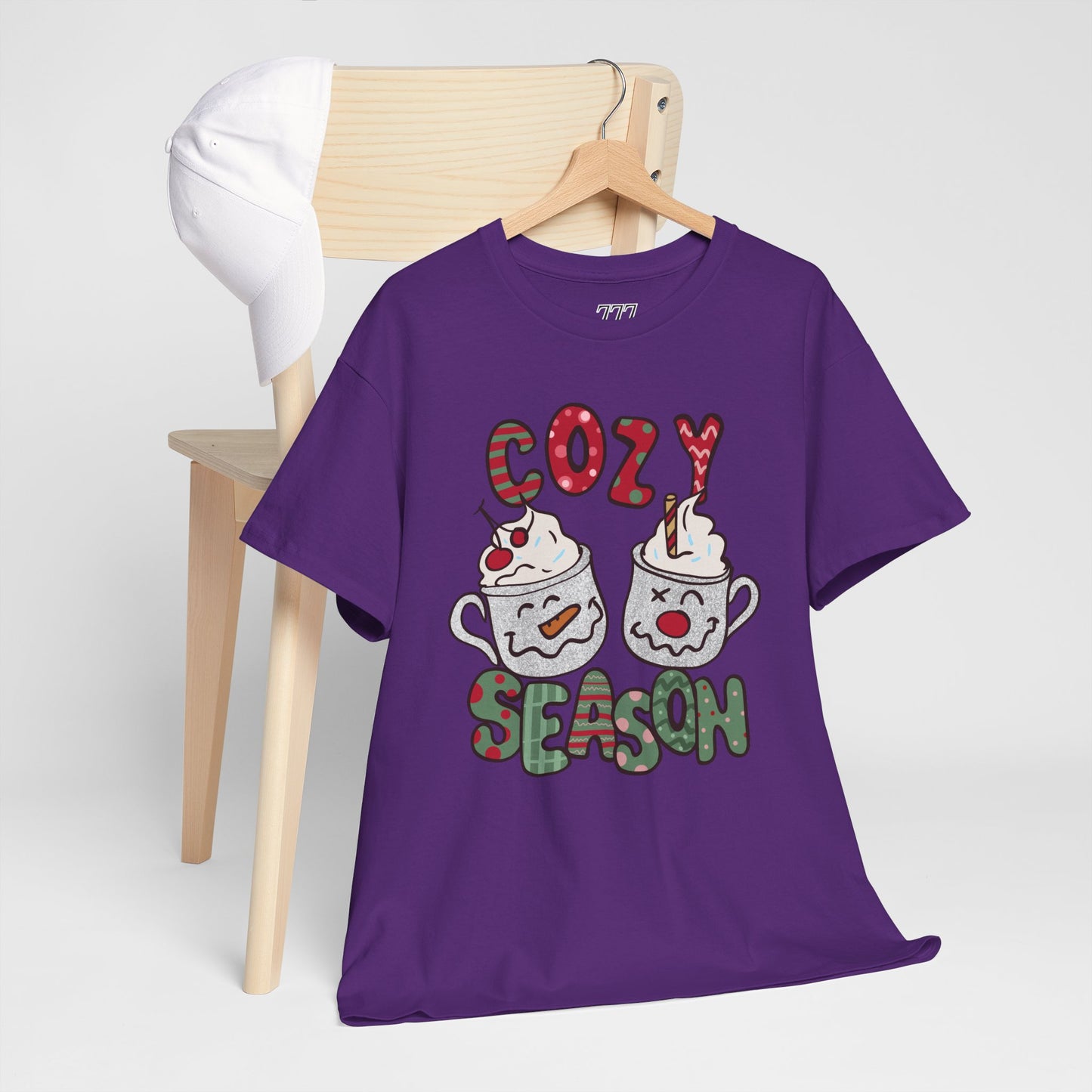 Cozy Season Christmas Unisex Heavy Cotton T-Shirt – Cute Holiday Hot Cocoa Tee