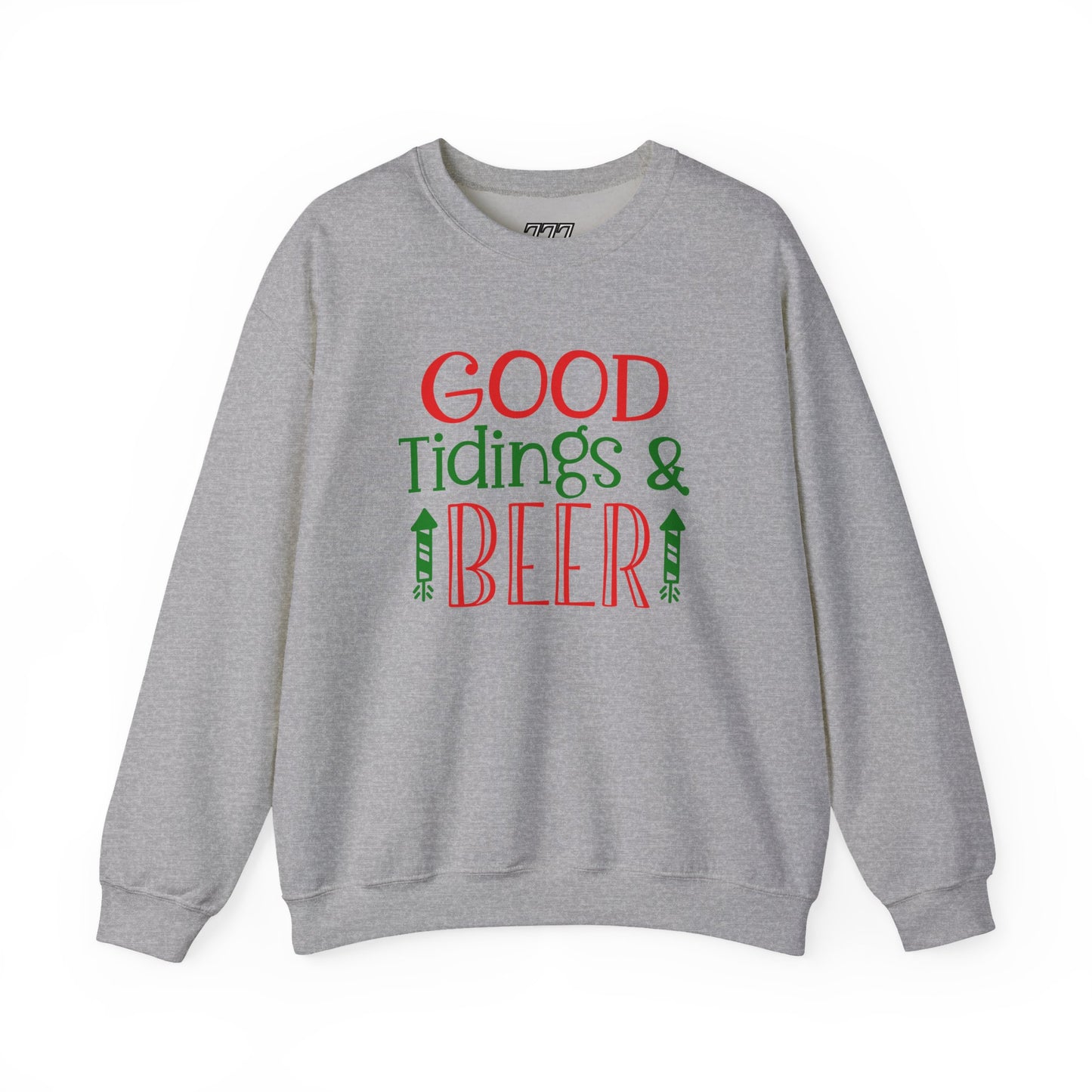 Good Tidings & Beer Sweatshirt – Funny Christmas Drinking Unisex Heavy Blend Crewneck