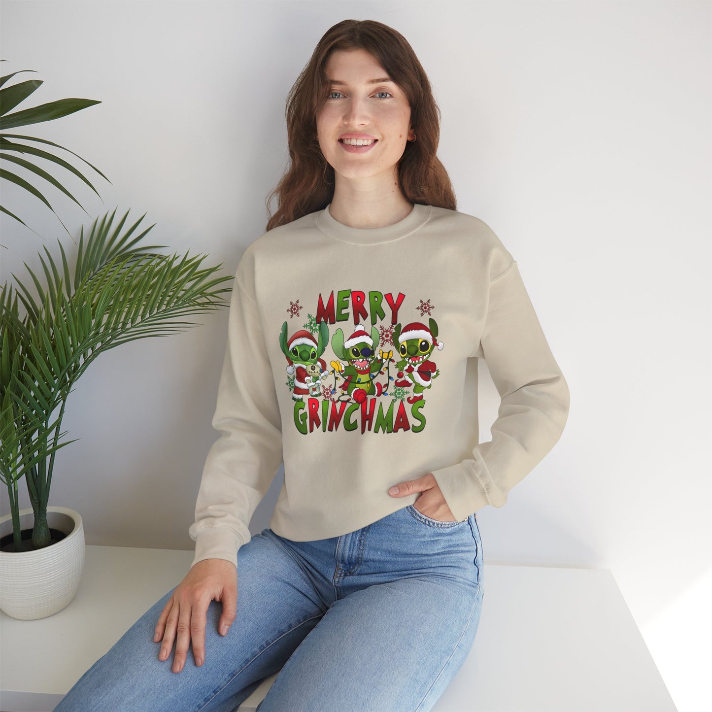 Merry Grinchmas Sweatshirt – Funny Christmas Unisex Heavy Blend Holiday Crewneck
