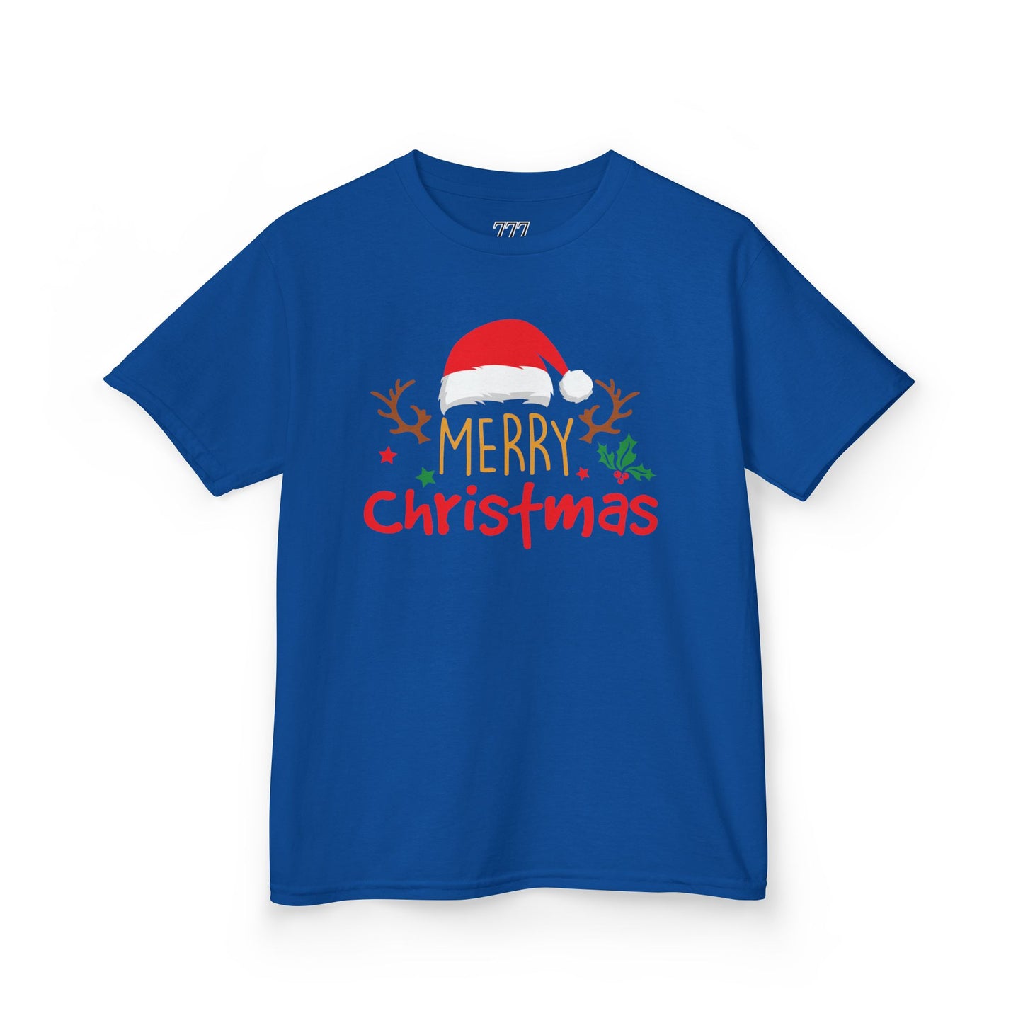 Merry Christmas Reindeer Kids T-Shirt – Cute Holiday Santa Hat Xmas Graphic Tee