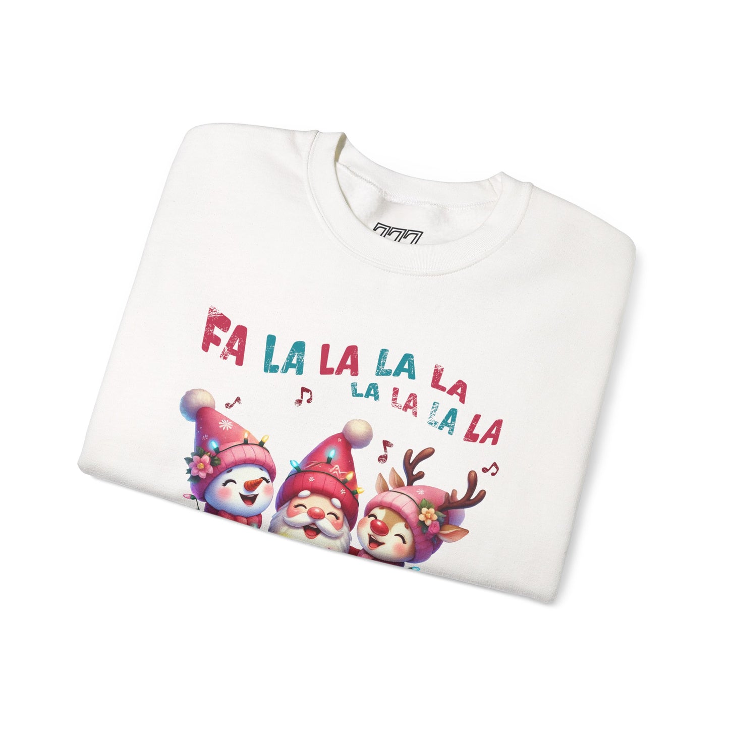 Festive Caroling Trio Christmas Crewneck – Cute Santa, Snowman & Reindeer Holiday Sweatshirt (Unisex)