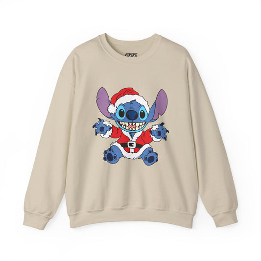 Alien Santa Christmas Crewneck – Cozy Blue Alien Holiday Sweatshirt (Unisex)