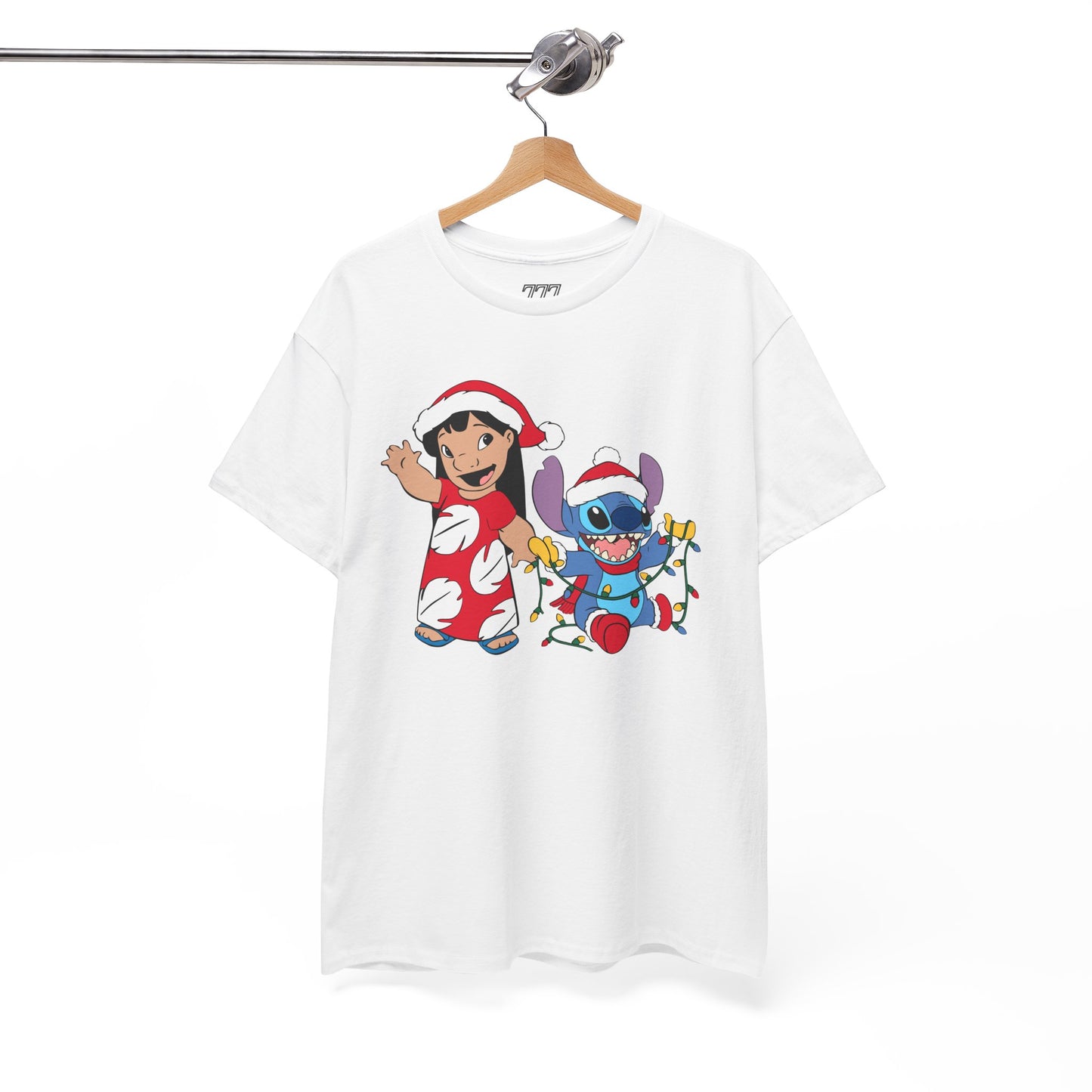 Island Holiday Duo T-Shirt – Festive Blue Alien & Girl Graphic Tee