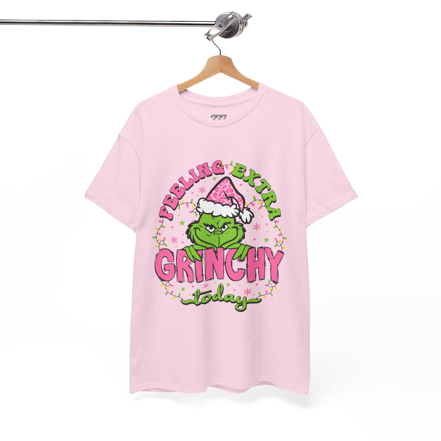 Feeling Extra Grinchy Today Funny Christmas Grinch-Inspired Holiday Tee – Pink Santa Festive Unisex Heavy Cotton T-Shirt