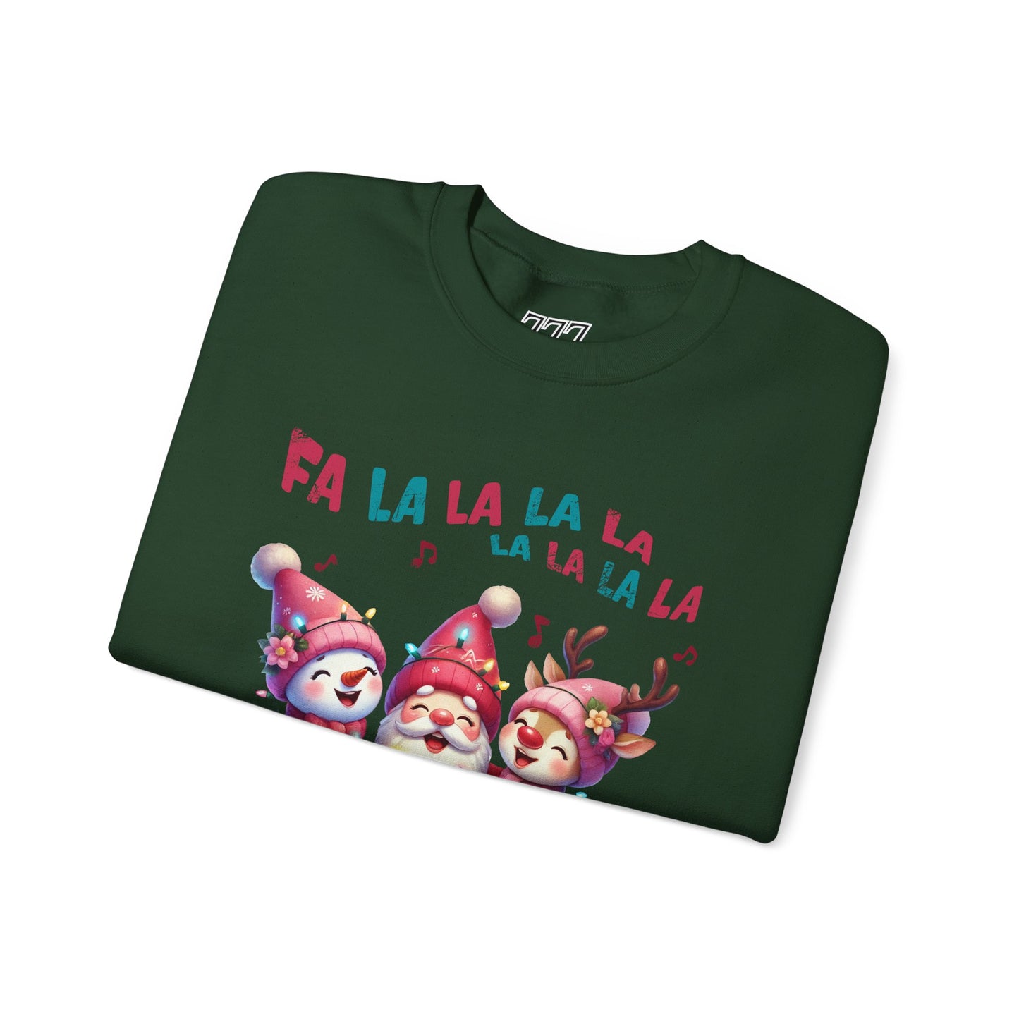 Festive Caroling Trio Christmas Crewneck – Cute Santa, Snowman & Reindeer Holiday Sweatshirt (Unisex)