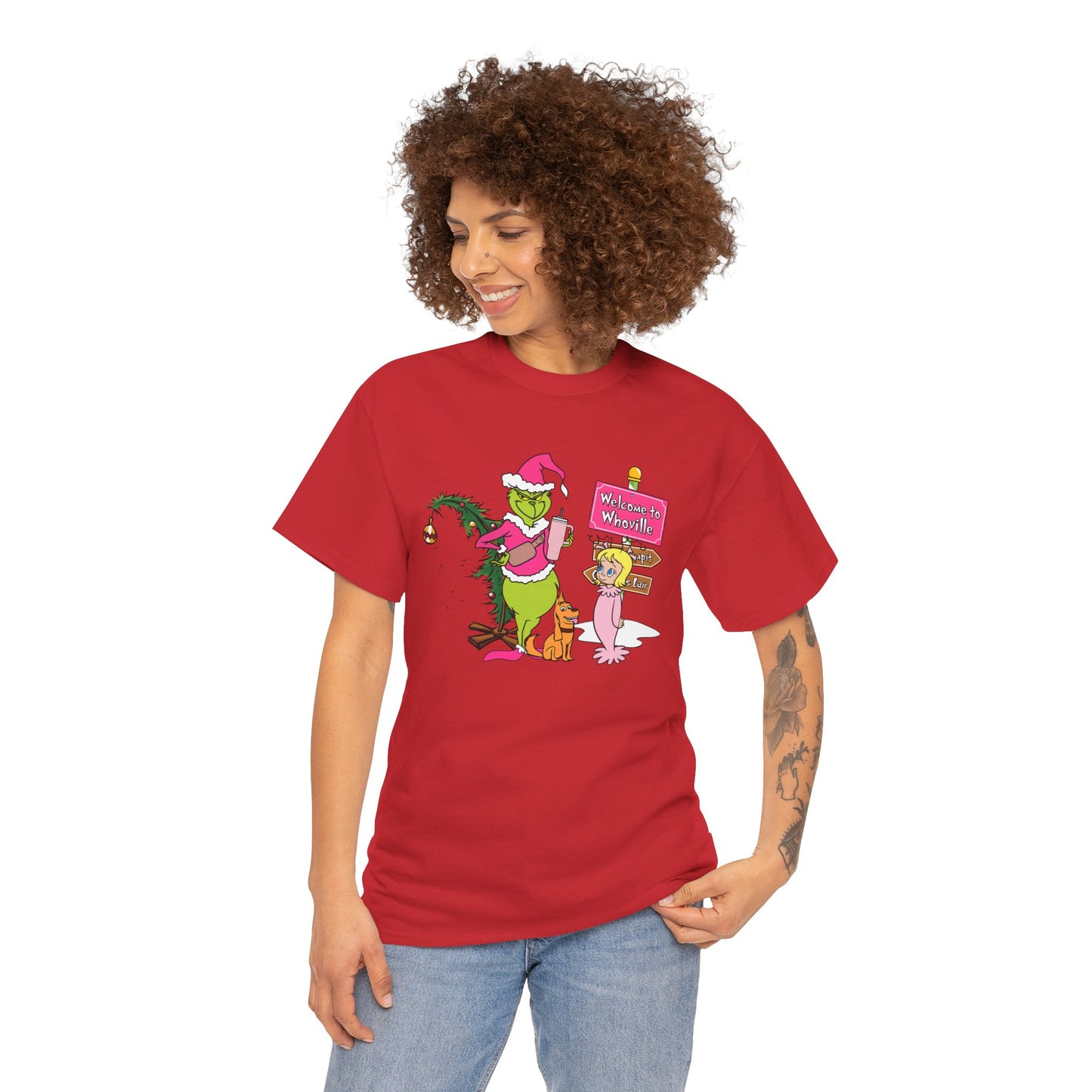Welcome to Merryville Christmas T-Shirt – Cute Green Christmas Creature Holiday Tee (Unisex)
