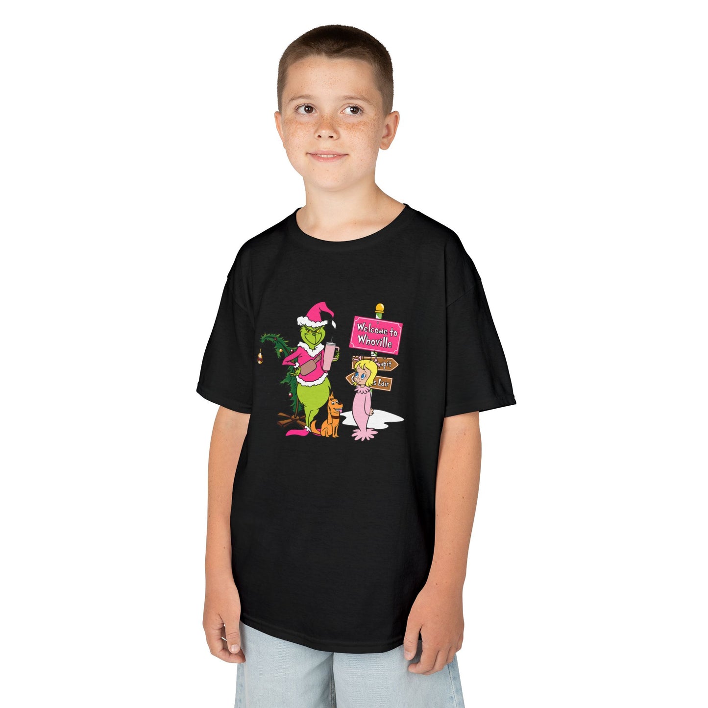 Welcome to Merryville Kids Christmas T-Shirt – Cute Green Holiday Creature Tee
