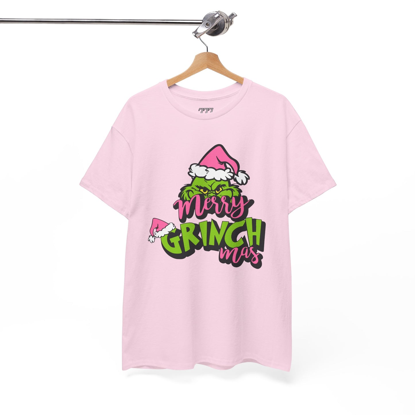 Merry Grinchmas Funny Christmas Grinch-Inspired Holiday Tee – Pink Santa Festive Unisex Heavy Cotton T-Shirt