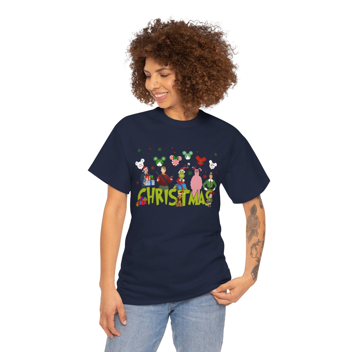 Christmas Character Squad Tee – Cute Festive Holiday Characters Unisex Heavy Cotton T-Shirt
