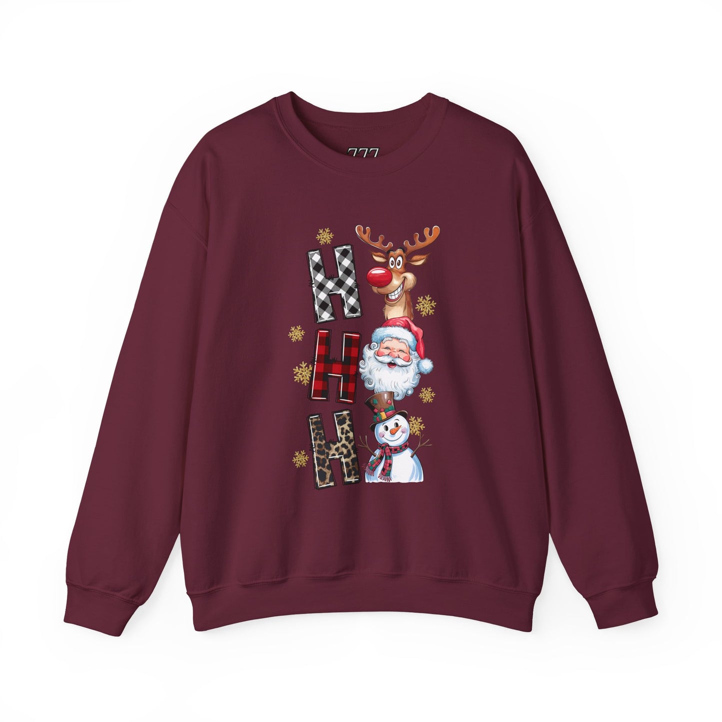HO HO HO Christmas Unisex Heavy Blend Crewneck Sweatshirt – Santa, Reindeer & Snowman Holiday Sweater