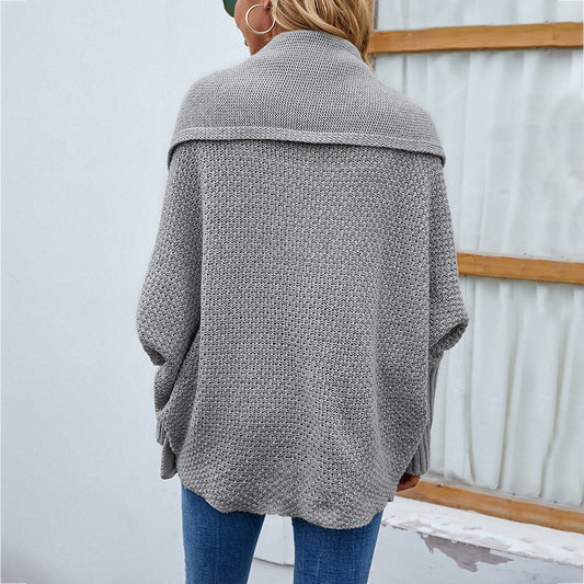 Women’s Solid Color Loose Knitted Cardigan – Cozy Oversized Autumn & Winter Sweater