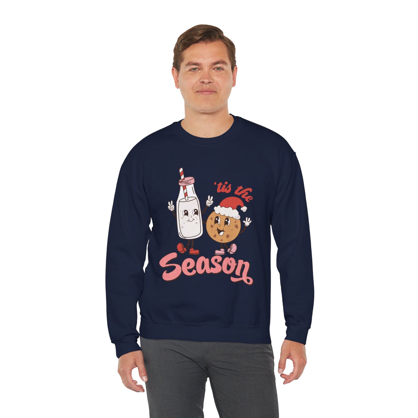 Tis The Season Milk & Cookie Christmas Unisex Heavy Blend Crewneck Sweatshirt