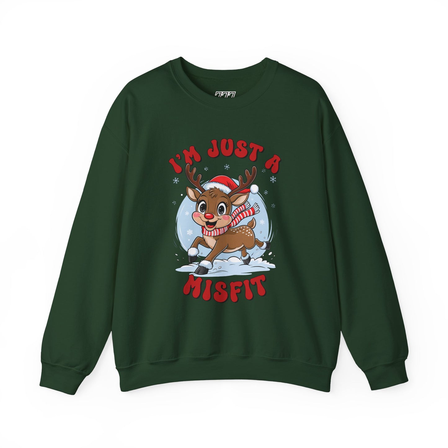 I’m Just a Misfit Unisex Heavy Blend Crewneck Sweatshirt – Cute Christmas Reindeer Holiday Sweater
