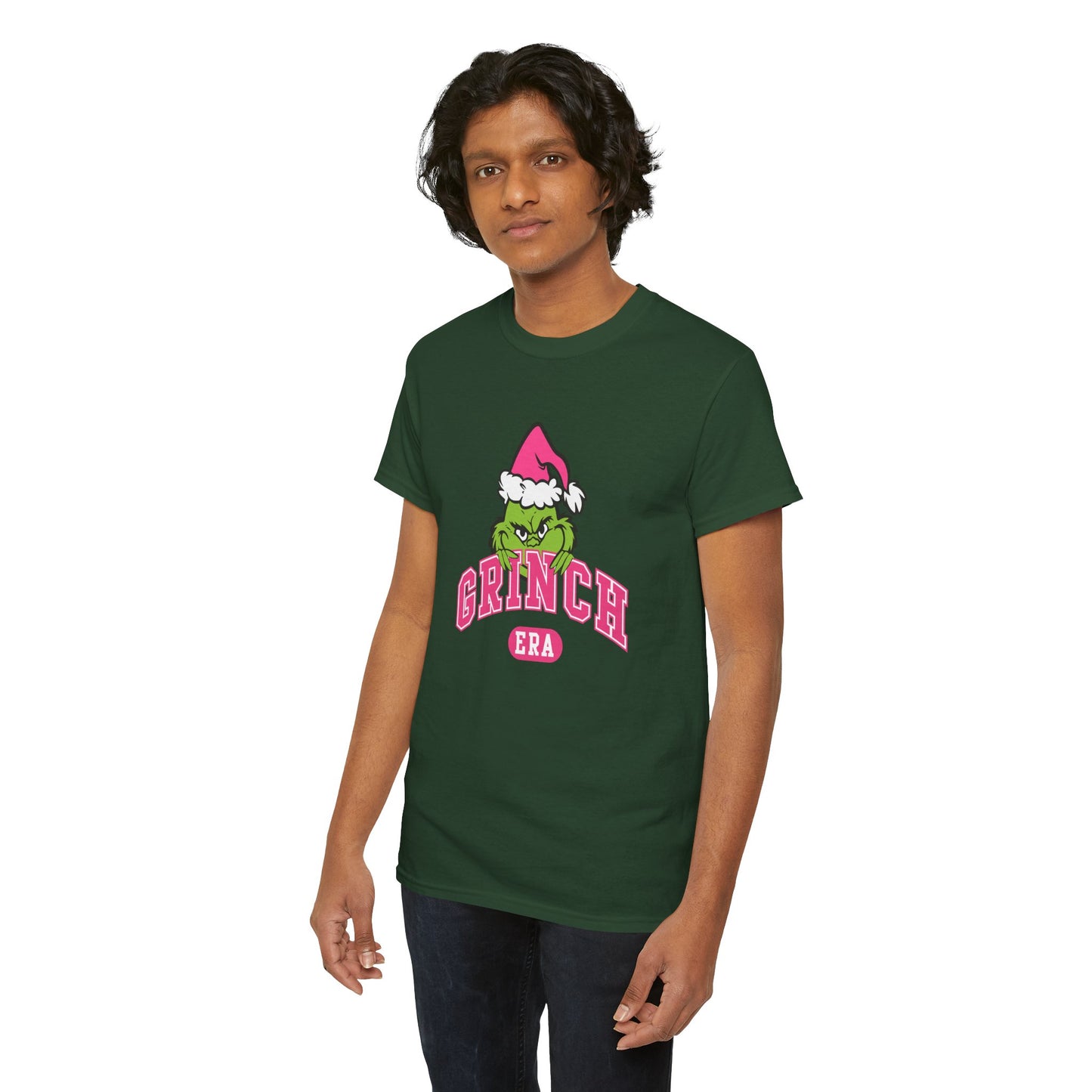 Grinch Era Christmas T-Shirt – Cute Pink Santa Grinch Graphic Tee (Unisex)