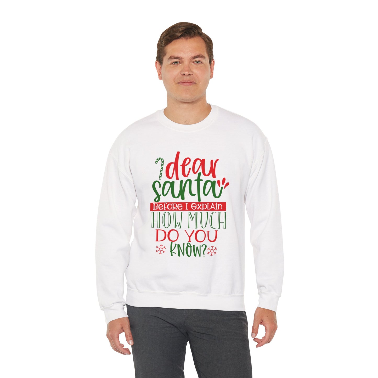 Dear Santa, Before I Explain How Much Do You Know? Unisex Heavy Blend Crewneck Sweatshirt