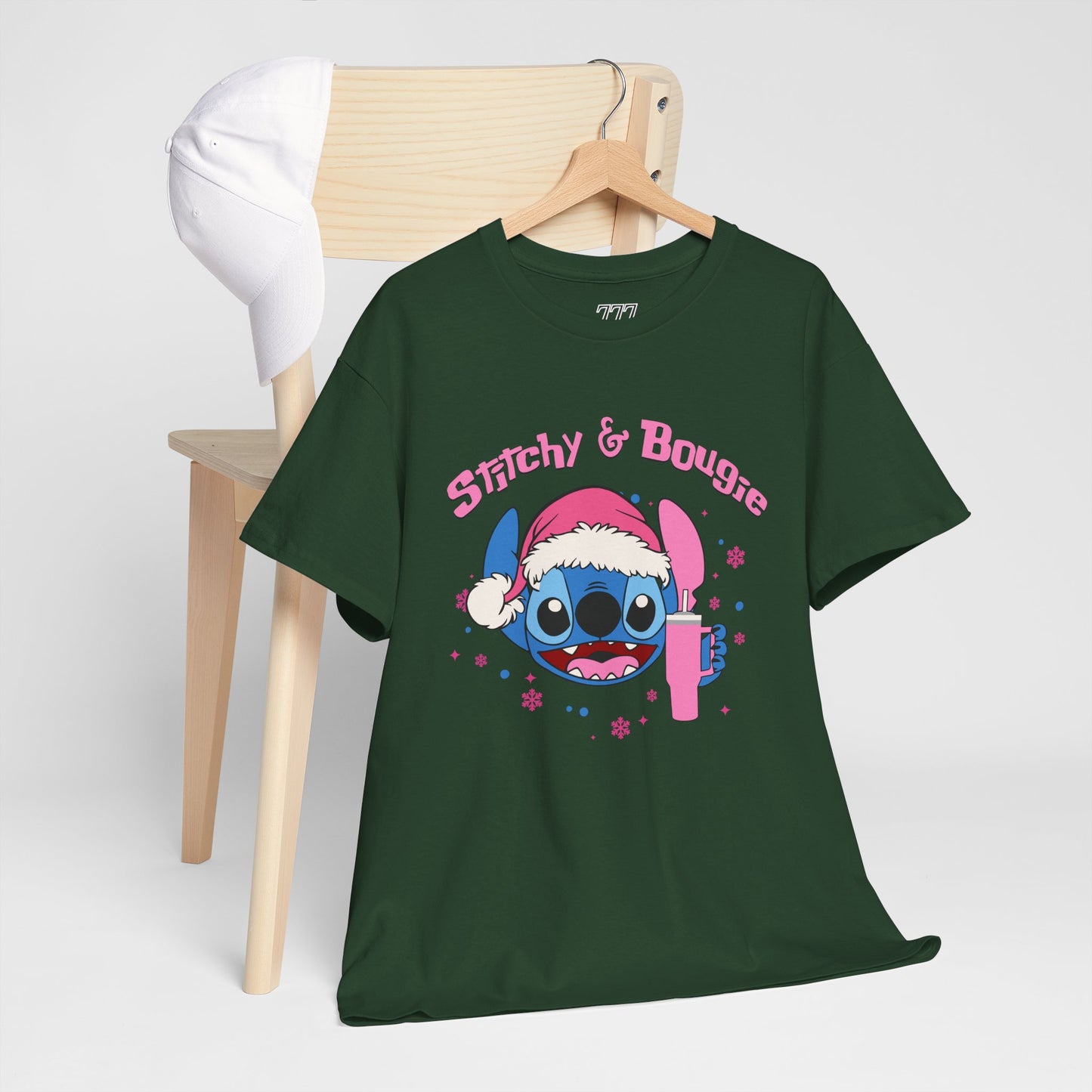 Stitchy & Bougie Christmas T-Shirt – Cute Holiday Women’s Heavy Cotton Tee