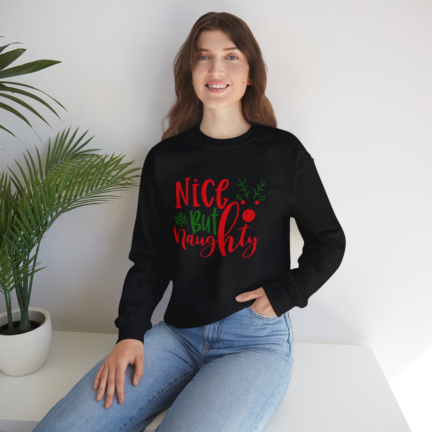 Nice But Naughty Sweatshirt – Cute & Sassy Christmas Unisex Heavy Blend Crewneck