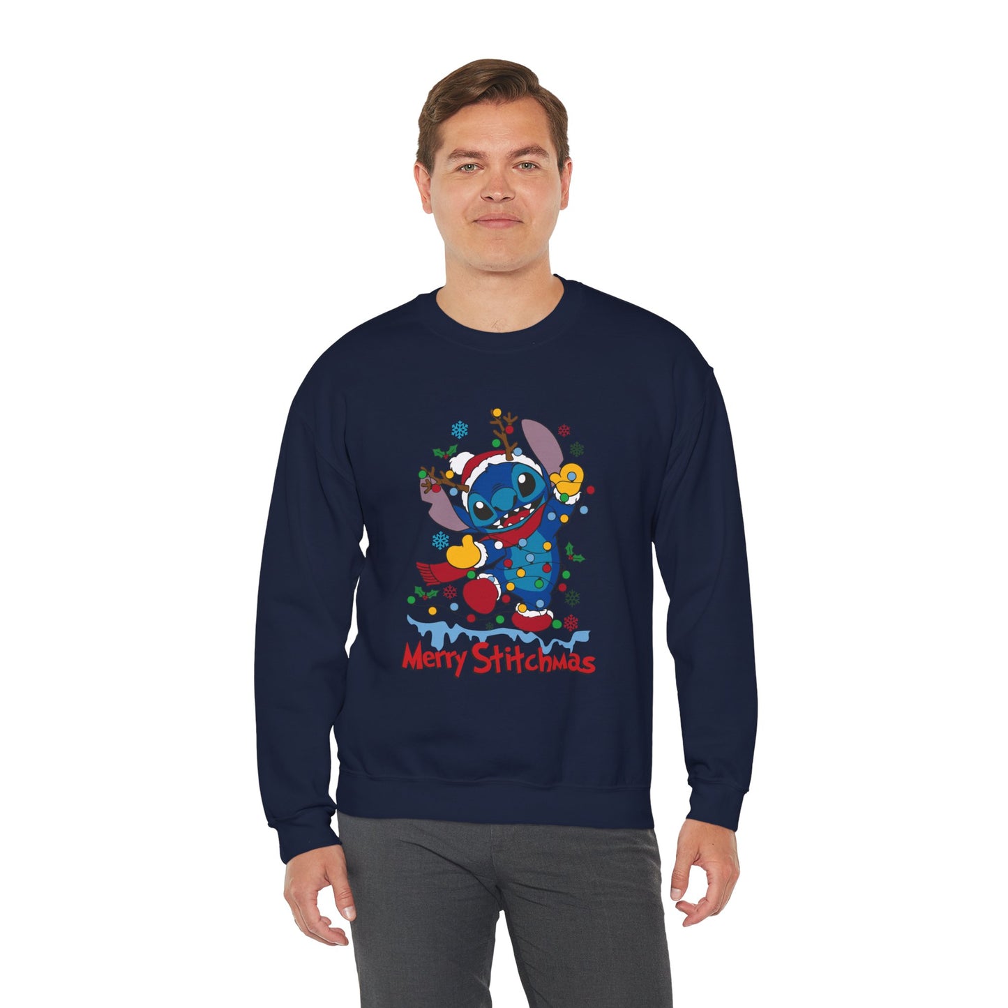 Merry Stitchmas Sweatshirt – Cute Holiday Alien Unisex Heavy Blend Crewneck