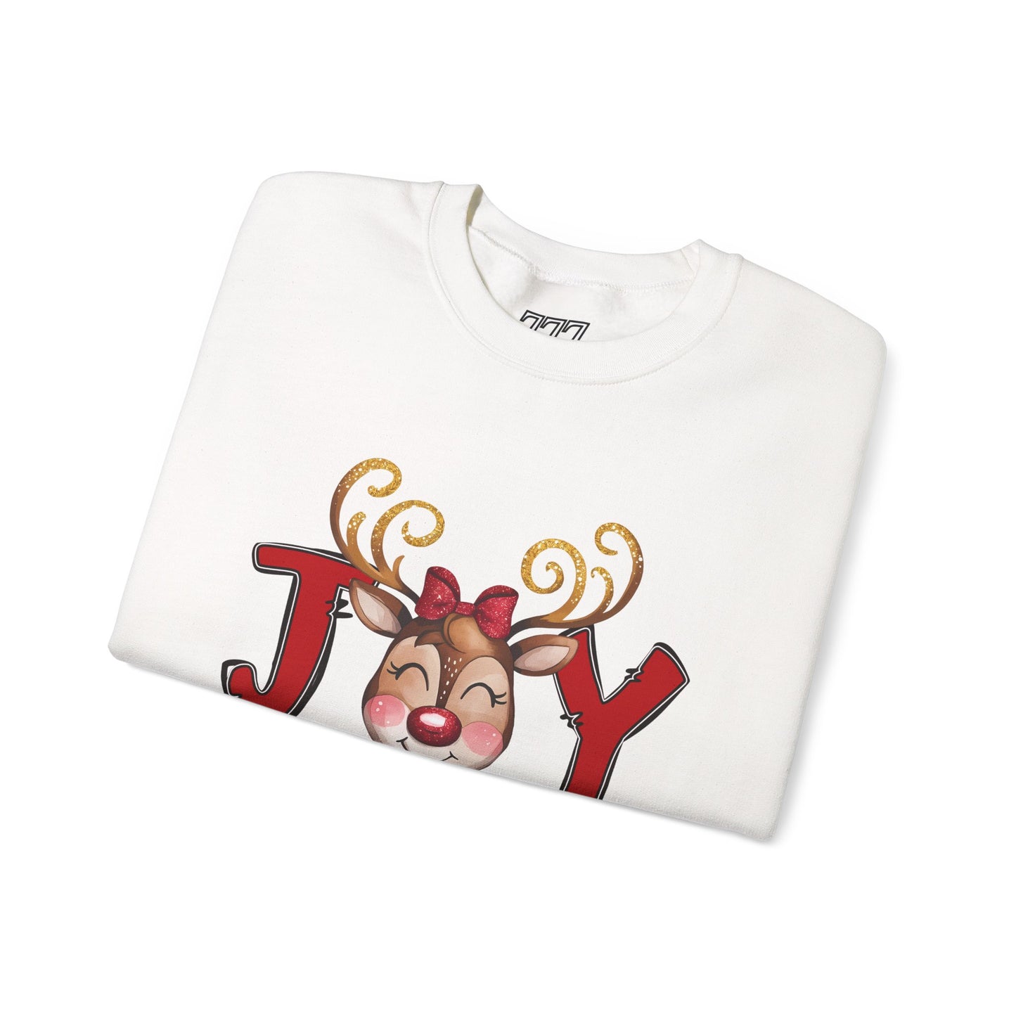 Reindeer Joy Women’s Christmas Crewneck Sweatshirt – Cute Holiday Reindeer Heavy Blend Sweater