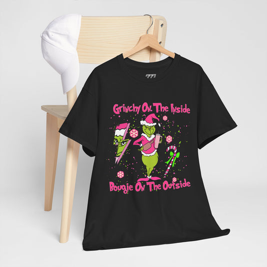 Grinchy On The Inside, Bougie On The Outside Unisex Heavy Cotton T-Shirt - Funny Holiday Tee