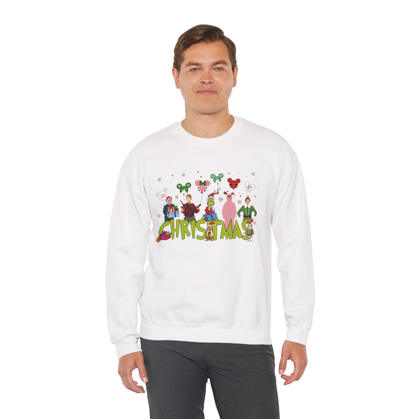 Christmas Character Squad Sweatshirt – Cute Festive Holiday Characters Unisex Heavy Blend Crewneck