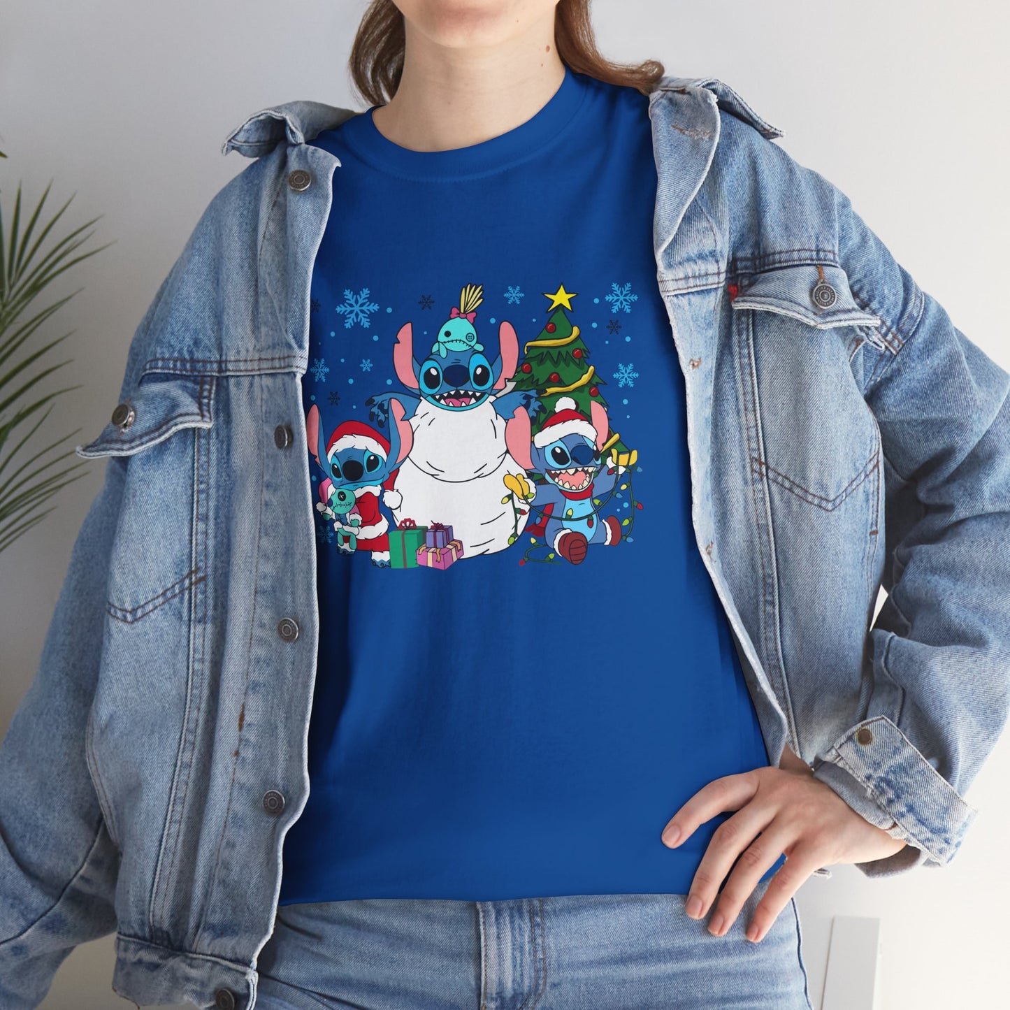 Stitch Christmas Vibes T-Shirt – Cute Holiday Trio Unisex Heavy Cotton Tee