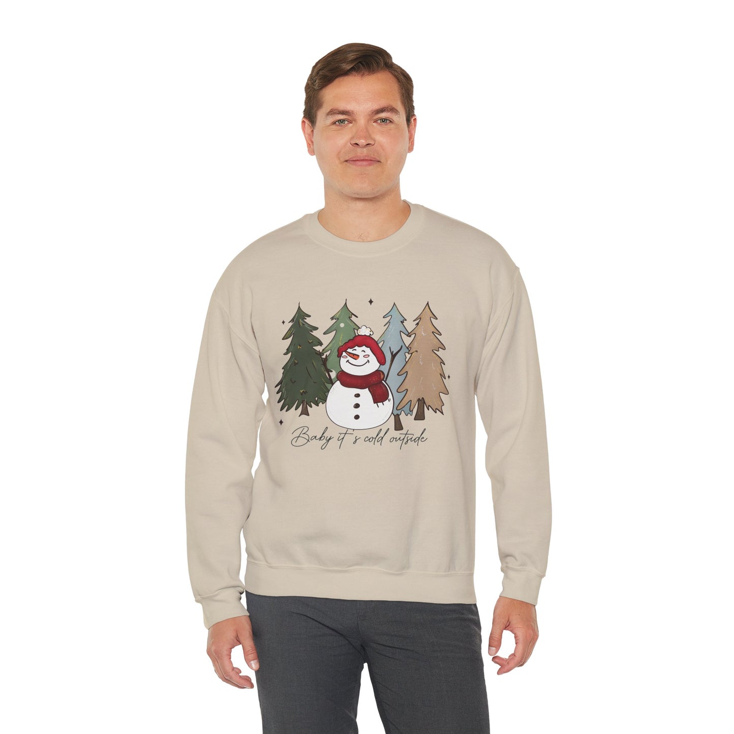 Baby It’s Cold Outside Snowman Christmas Sweatshirt – Cozy Winter Aesthetic Holiday Unisex Heavy Blend Crewneck