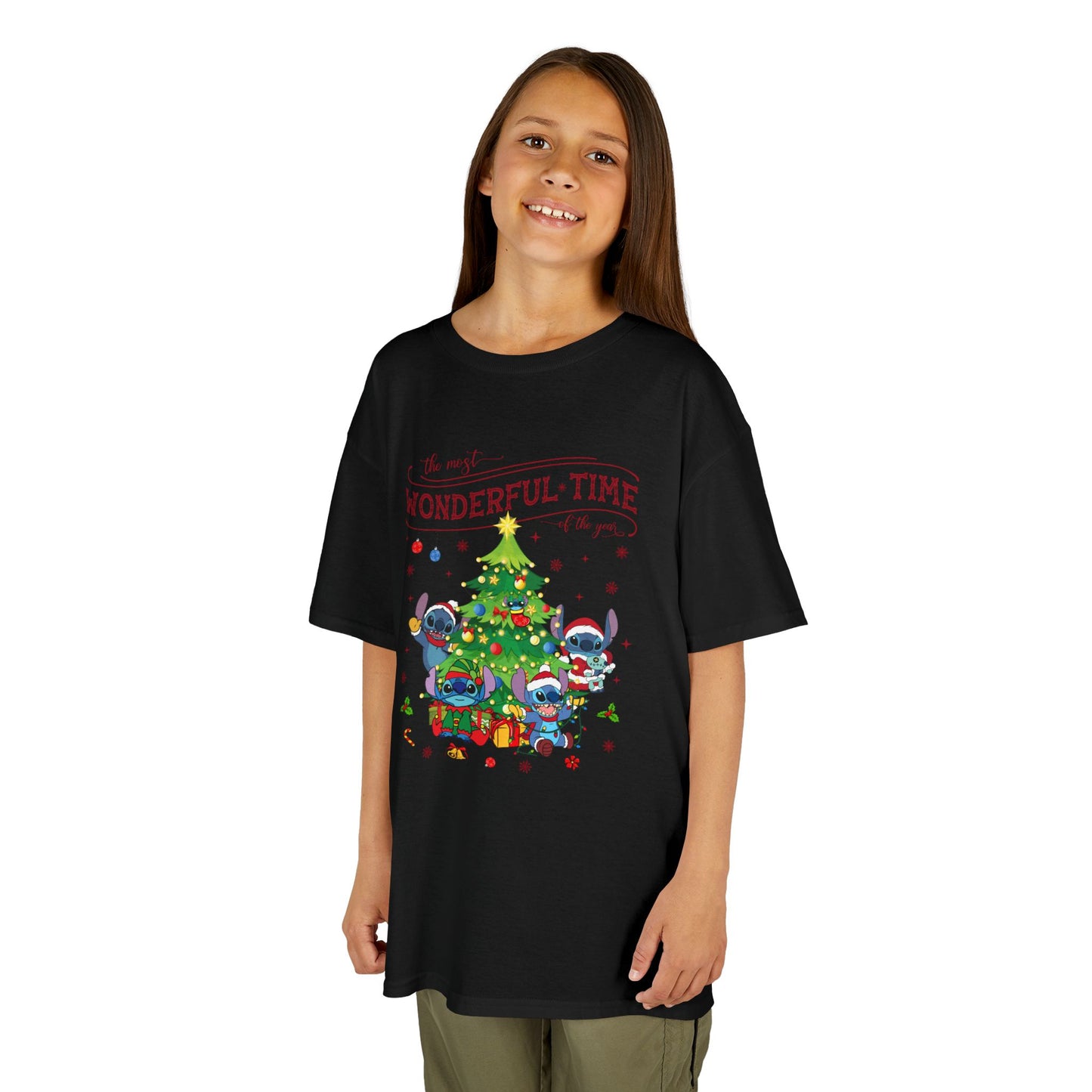 The Most Wonderful Time of the Year Kids Christmas Tee – Cute Holiday Characters Festive Kids Heavy Cotton T-Shirt