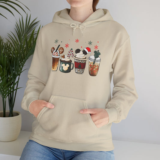 Christmas Coffee Lovers Hoodie – Cute Holiday Drink Art Hooded Sweatshirt (Unisex)