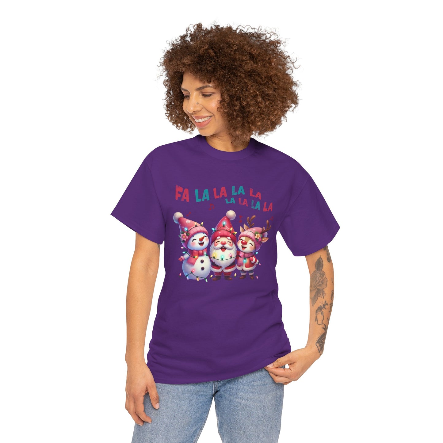 Festive Caroling Trio Unisex T-Shirt – Cute Santa, Snowman & Reindeer Holiday Shirttton T-Shirt