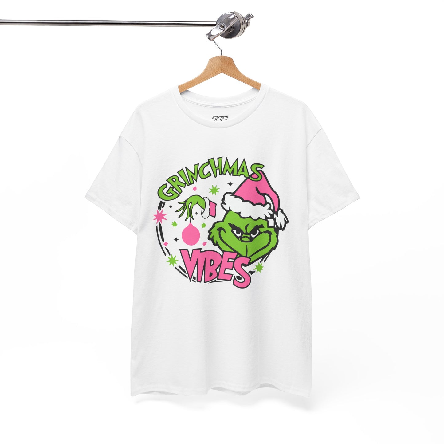Grinchmas Vibes Funny Christmas Grinch-Inspired Holiday Tee – Pink Santa Festive Unisex Heavy Cotton T-Shirt