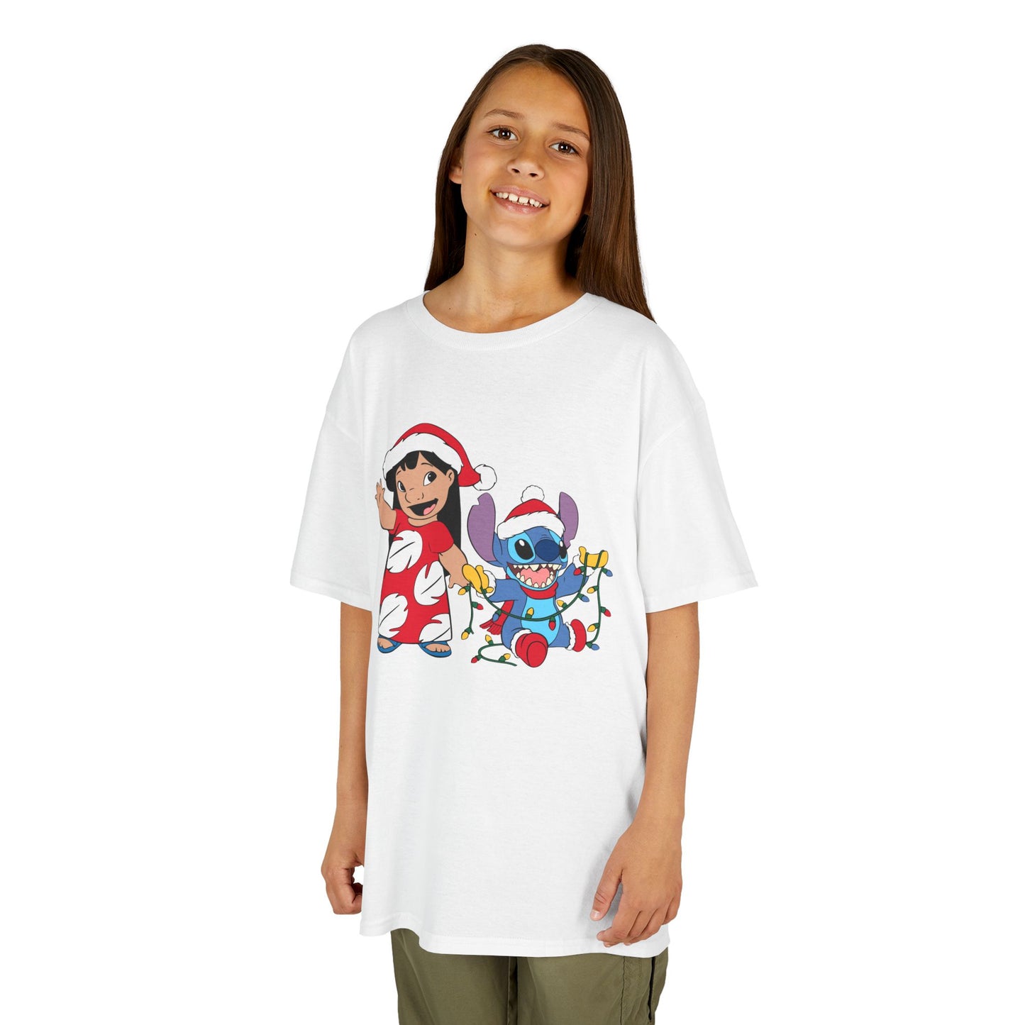 Island Holiday Duo Kids Christmas T-Shirt – Festive Blue Alien & Girl Holiday Tee