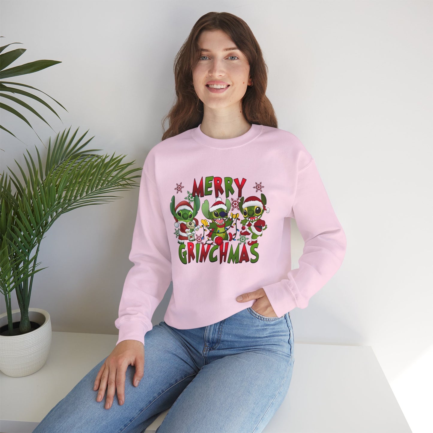 Merry Grinchmas Sweatshirt – Funny Christmas Unisex Heavy Blend Holiday Crewneck