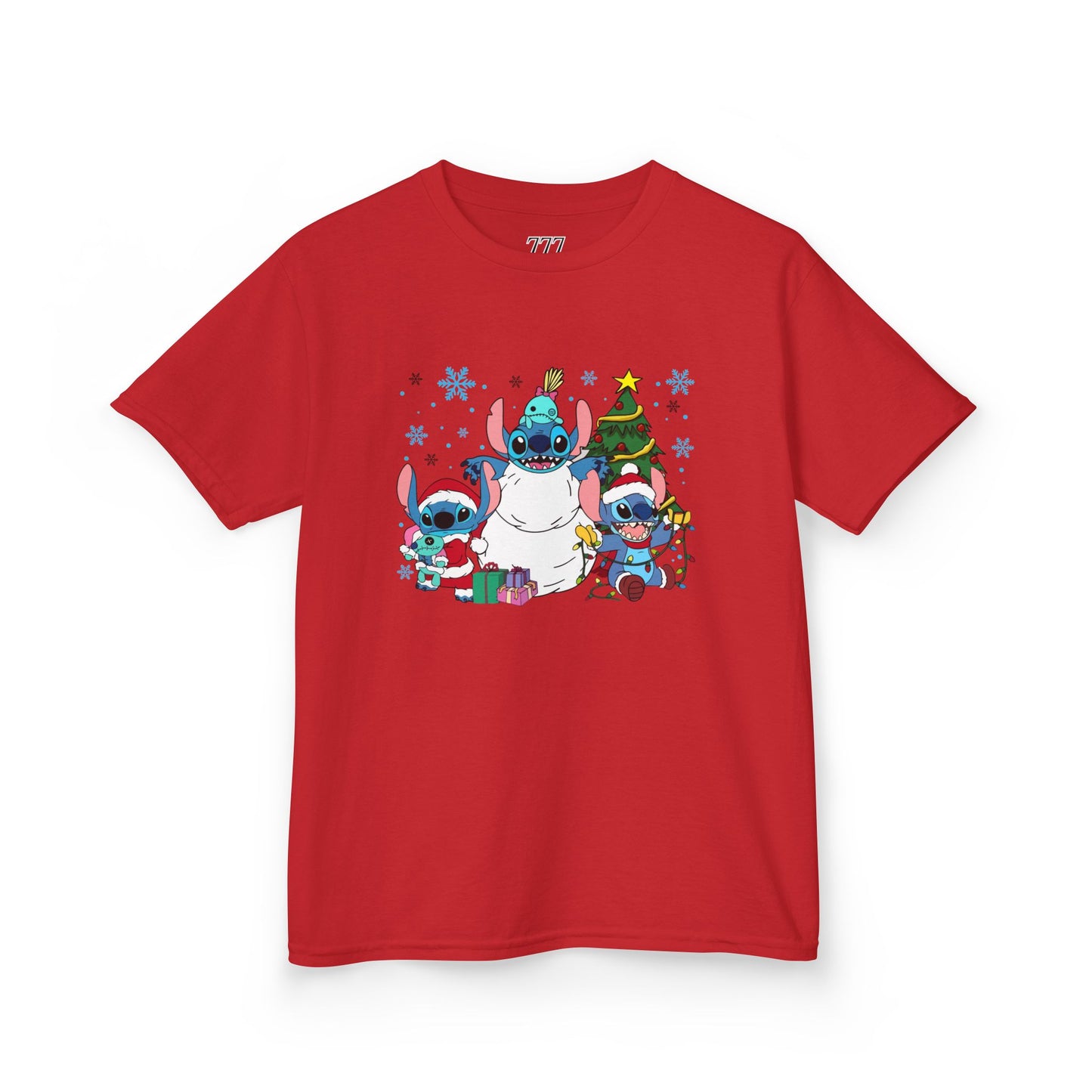 Stitch Christmas Vibes Kids T-Shirt – Cute Holiday Trio Heavy Cotton Tee