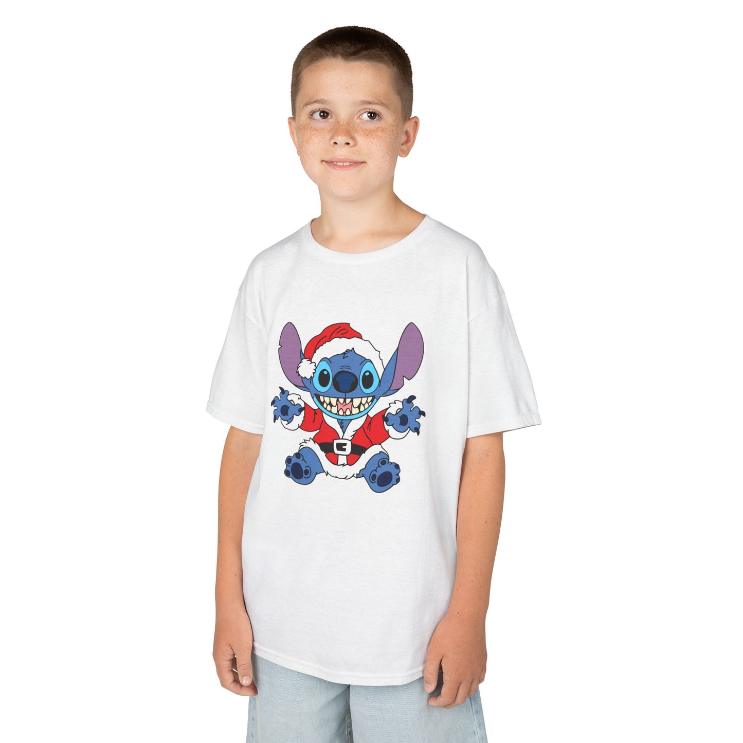 Alien Santa Kids Christmas T-Shirt – Cute Blue Alien Holiday Tee