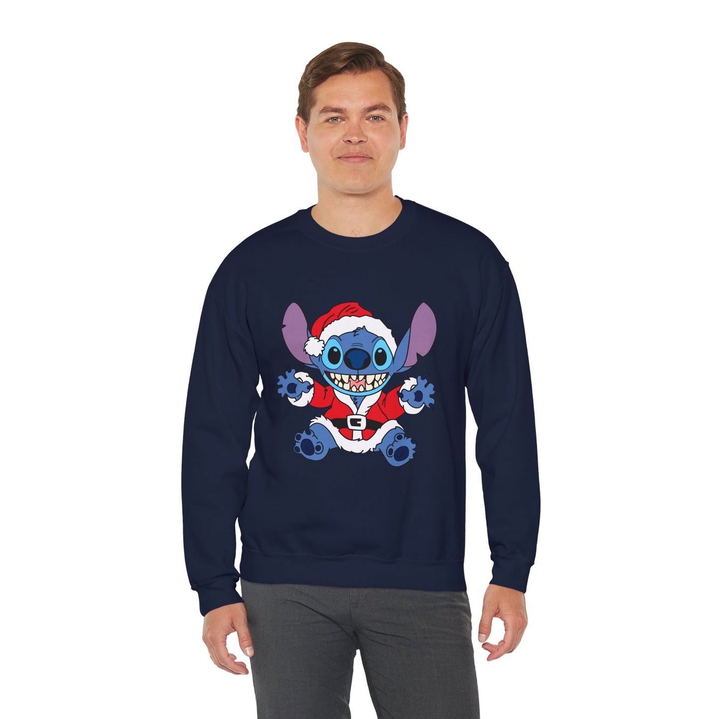 Alien Santa Christmas Crewneck – Cozy Blue Alien Holiday Sweatshirt (Unisex)