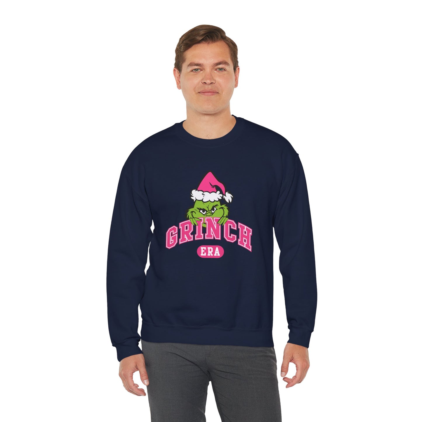 Grinch Era Christmas Crewneck – Cozy Pink Santa Grinch Sweatshirt (Unisex)