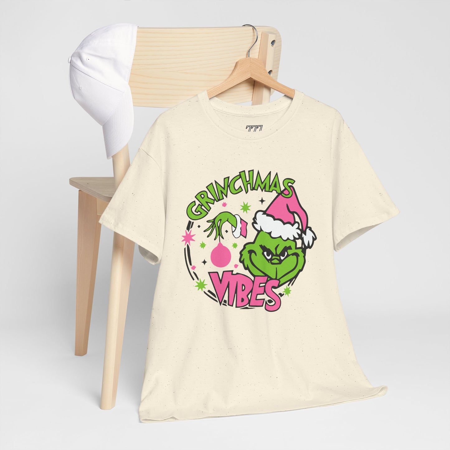 Grinchmas Vibes Funny Christmas Grinch-Inspired Holiday Tee – Pink Santa Festive Unisex Heavy Cotton T-Shirt