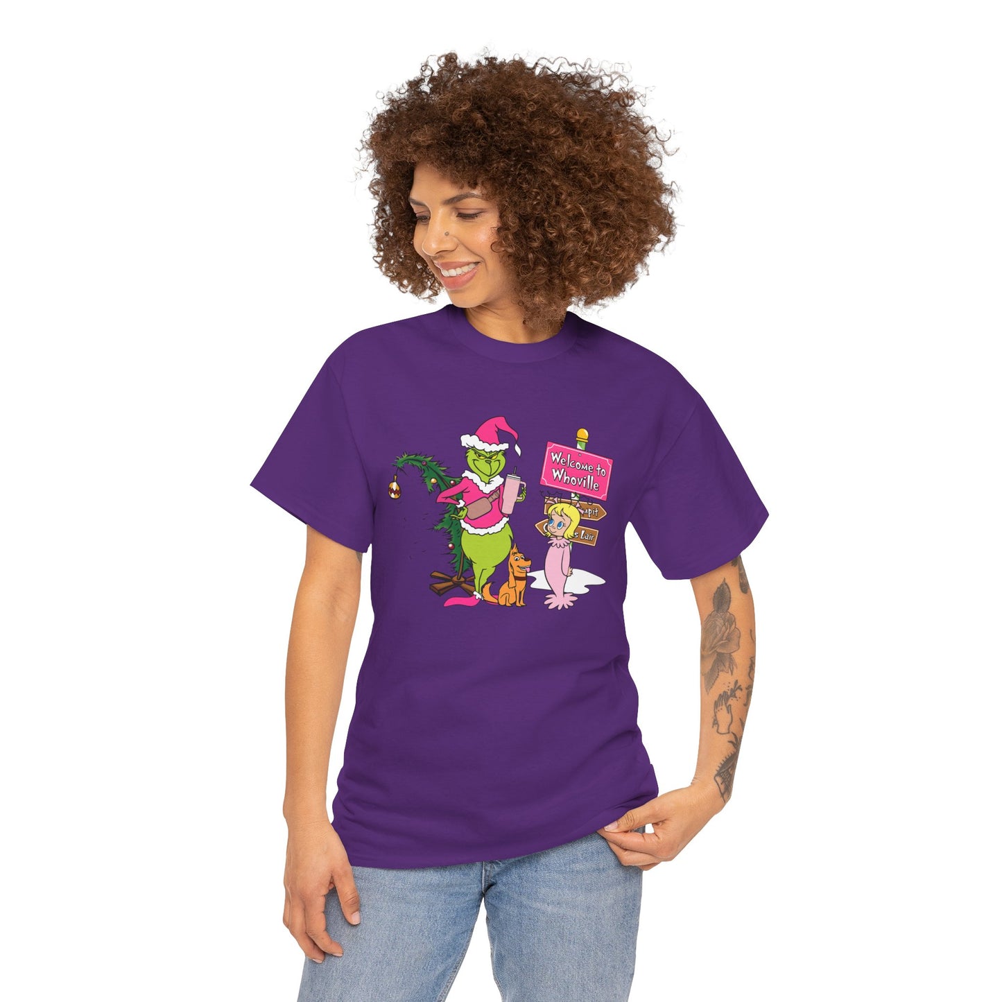 Welcome to Merryville Christmas T-Shirt – Cute Green Christmas Creature Holiday Tee (Unisex)