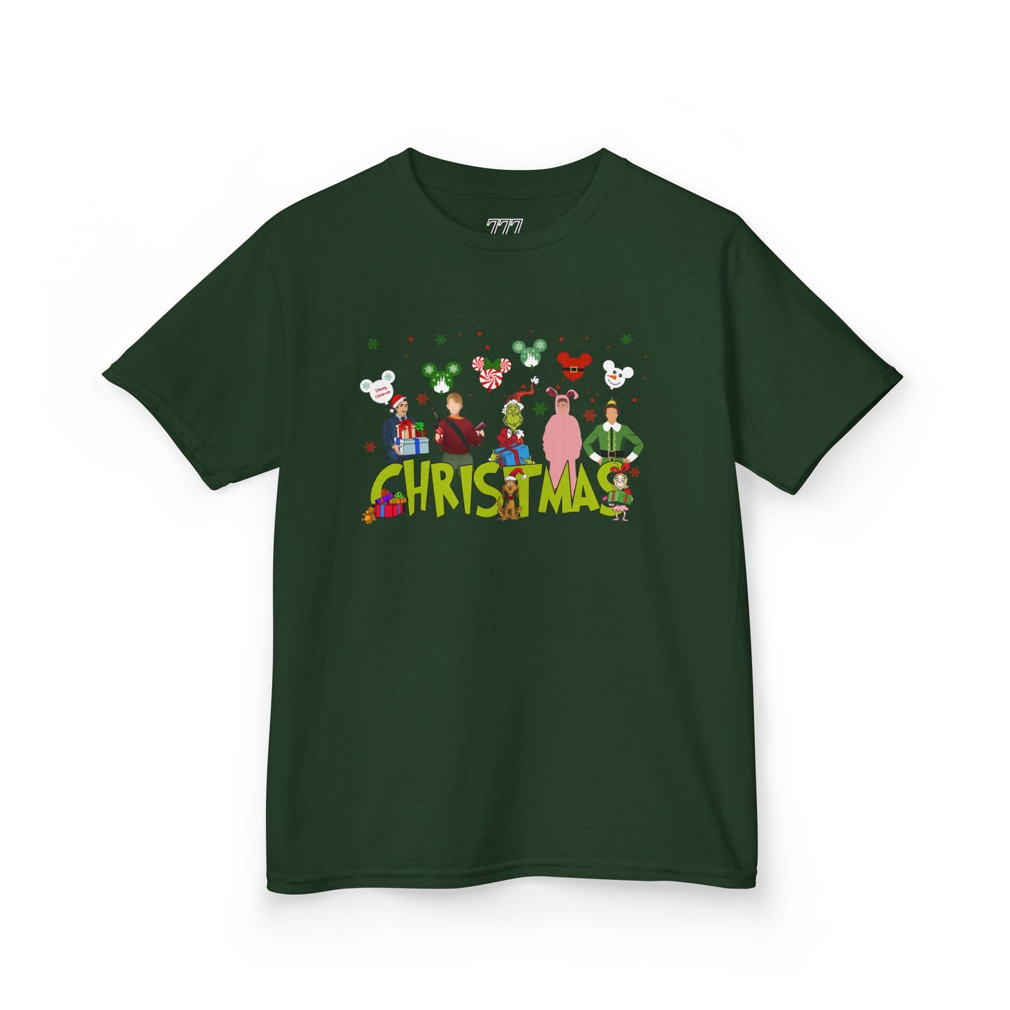 Christmas Character Squad Kids Christmas Tee – Cute Festive Holiday Characters Kids Heavy Cotton T-Shirt