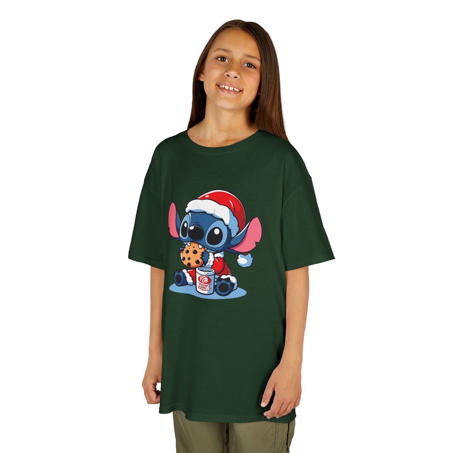 Saint Stitch Christmas Kids T-Shirt – Cute Holiday Alien Heavy Cotton Tee